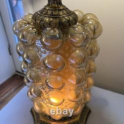 Vintage Helena Tynell Loevsky L&L Table Lamp Mid Century Amber Bubble Glass