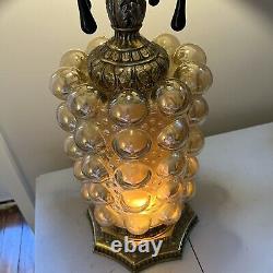 Vintage Helena Tynell Loevsky L&L Table Lamp Mid Century Amber Bubble Glass