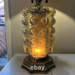 Vintage Helena Tynell Loevsky L&L Table Lamp Mid Century Amber Bubble Glass