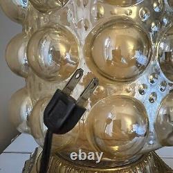 Vintage Helena Tynell Loevsky L&L Table Lamp Mid Century Amber Bubble Glass
