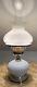 Vintage Hobnail Milk Glass Base Shade Oil Lamp Electric Hurricane Chimney 18