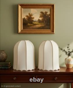 Vintage Hollywood Regency Bell Lamp Shades Neutral Collor French Braid Silk 20L