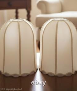 Vintage Hollywood Regency Bell Lamp Shades Neutral Collor French Braid Silk 20L