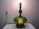 Vintage Hollywood Regency L & L Wmc Table Lamp 1971 Green Glass Diffuser 25 1/2