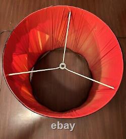 Vintage Hollywood Regency Red Lamp Shade Velvet Trim Pinch Pleated #2