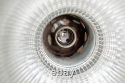 Vintage Holophane Industrial Factory Pendant Light Ribbed Glass Lamp Shade