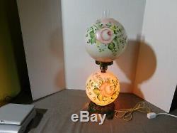 Vintage Hurricane Gone With The Wind Lamp Pink Shades