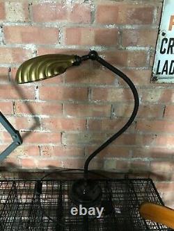 Vintage Industrial Desk Lamp Light Art Deco Brass Shell Shade