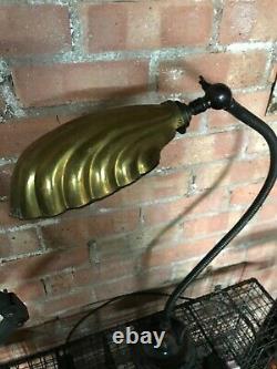 Vintage Industrial Desk Lamp Light Art Deco Brass Shell Shade