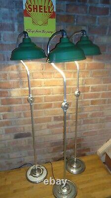 Vintage Industrial Factory Original Green Enamel Light shade Lamp Stand