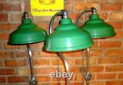 Vintage Industrial Factory Original Green Enamel Light shade Lamp Stand