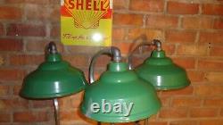 Vintage Industrial Factory Original Green Enamel Light shade Lamp Stand