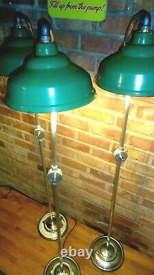 Vintage Industrial Factory Original Green Enamel Light shade Lamp Stand