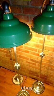 Vintage Industrial Factory Original Green Enamel Light shade Lamp Stand