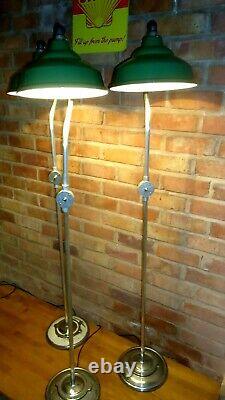 Vintage Industrial Factory Original Green Enamel Light shade Lamp Stand