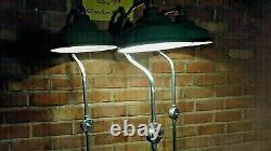 Vintage Industrial Factory Original Green Enamel Light shade Lamp Stand