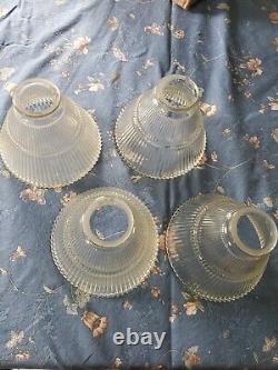 Vintage Industrial Glass Lamp Shade Light Globe Ribbed 1930s Set of 4
