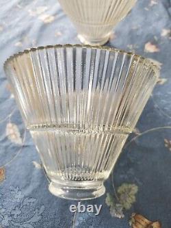 Vintage Industrial Glass Lamp Shade Light Globe Ribbed 1930s Set of 4