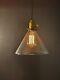 Vintage Industrial Hanging Light With Glass Cone Shade -machine Age Pendant Lamp