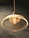 Vintage Industrial Hanging Light With Ribbed Glass Shade -machine Age Lamp