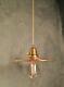Vintage Industrial Pendant Light With Flat Copper Shade Steampunk Lamp