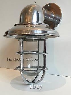 Vintage Industrial Wall Light Bulkhead Marine Aluminium Nautical Silver Lamp