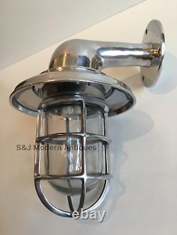 Vintage Industrial Wall Light Bulkhead Marine Aluminium Nautical Silver Lamp