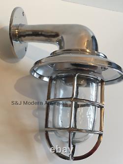 Vintage Industrial Wall Light Bulkhead Marine Aluminium Nautical Silver Lamp