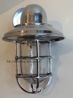 Vintage Industrial Wall Light Bulkhead Marine Aluminium Nautical Silver Lamp