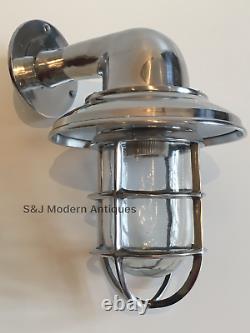 Vintage Industrial Wall Light Bulkhead Marine Aluminium Nautical Silver Lamp