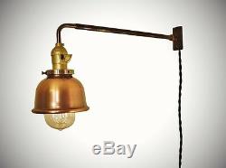 Vintage Industrial Wall Mount Light COPPER SHADE Machine Age Lamp Sconce
