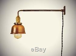 Vintage Industrial Wall Mount Light COPPER SHADE Machine Age Lamp Sconce