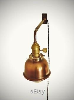 Vintage Industrial Wall Mount Light COPPER SHADE Machine Age Lamp Sconce