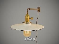 Vintage Industrial Wall Mount Light FLAT STEEL SHADE Machine Age Lamp Sconce