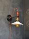 Vintage Industrial Wall Sconce Opal Shade Machine Age Cage Lamp Light