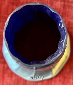 Vintage Iridescent Blue Aurene Art Glass Lamp Shade Trumpet 2 Fitter 5.75 H