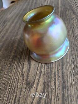 Vintage Iridescent Glass Gold Aurene Ball Shaped Lamp Shade Unmarked