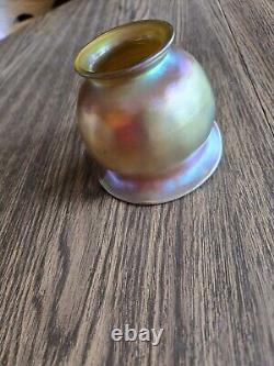 Vintage Iridescent Glass Gold Aurene Ball Shaped Lamp Shade Unmarked