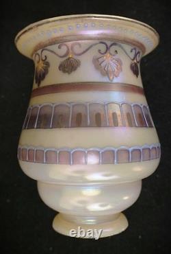Vintage Iridescent Painted Aurene Art Glass Lamp Shade