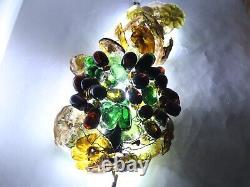 Vintage Italian Murano Glass Lamp Shade Grape Cluster Chandelier With Flowers