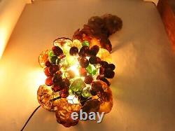 Vintage Italian Murano Glass Lamp Shade Grape Cluster Chandelier With Flowers