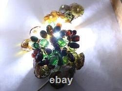 Vintage Italian Murano Glass Lamp Shade Grape Cluster Chandelier With Flowers