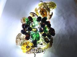 Vintage Italian Murano Glass Lamp Shade Grape Cluster Chandelier With Flowers