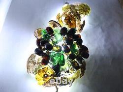 Vintage Italian Murano Glass Lamp Shade Grape Cluster Chandelier With Flowers