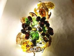 Vintage Italian Murano Glass Lamp Shade Grape Cluster Chandelier With Flowers