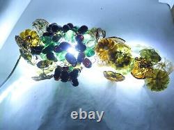 Vintage Italian Murano Glass Lamp Shade Grape Cluster Chandelier With Flowers