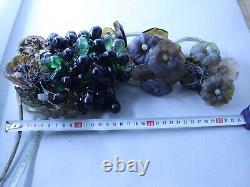 Vintage Italian Murano Glass Lamp Shade Grape Cluster Chandelier With Flowers