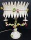 Vintage Italian Tole Flower Table Lamp Toleware Shade Polychrome Candelabra Rare