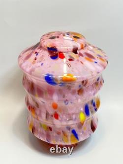 Vintage Italy Murano Art Pink Glass End of the Day Spatter Lamp Shade 11