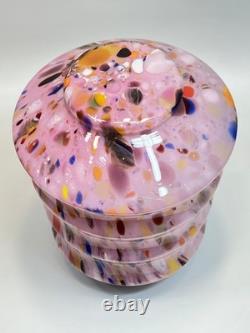 Vintage Italy Murano Art Pink Glass End of the Day Spatter Lamp Shade 11